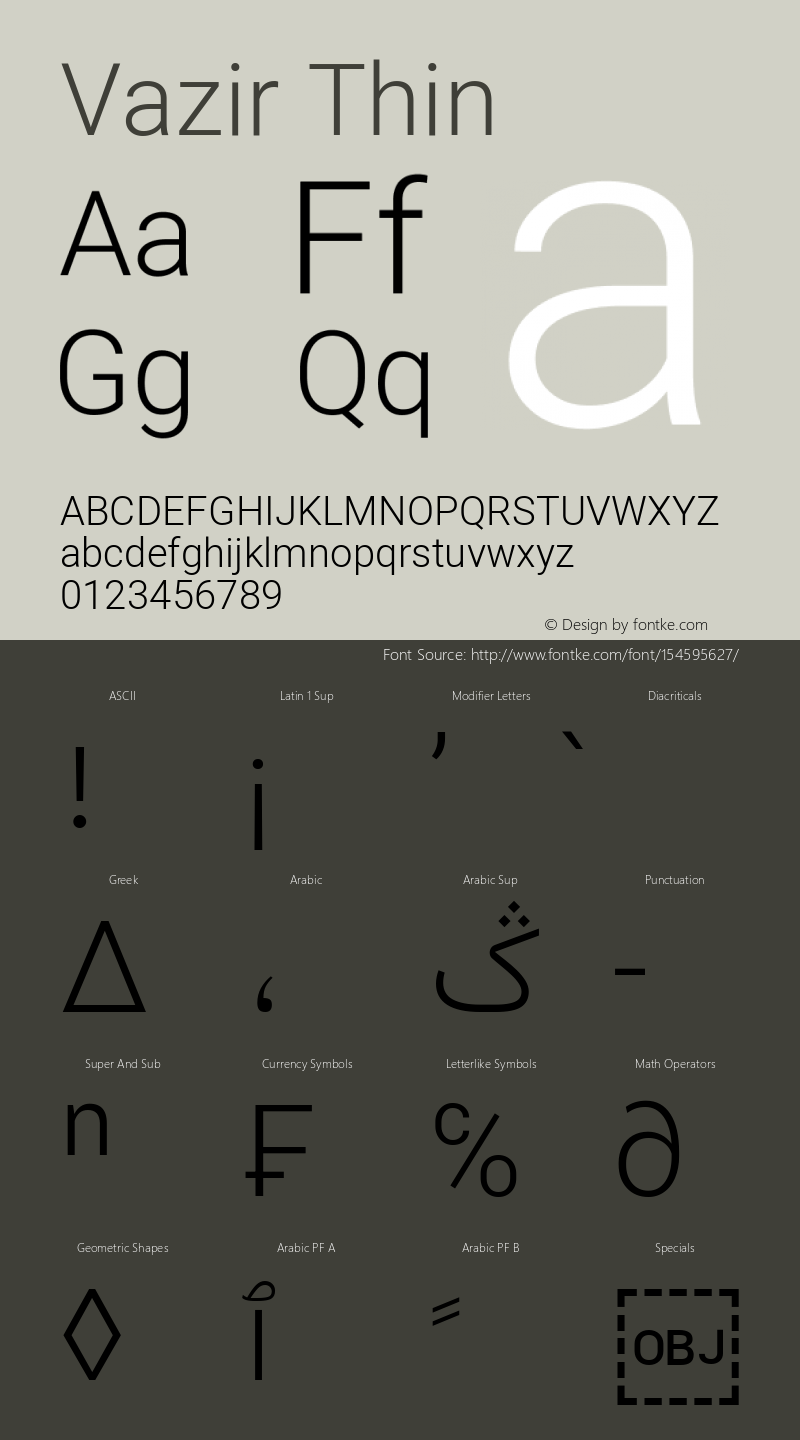 Vazir Thin Version 27.2.0 Font Sample