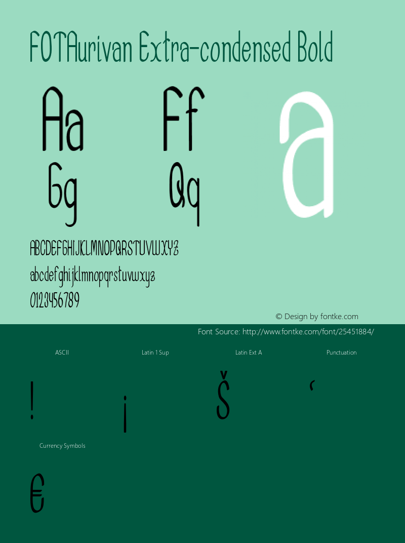 FOTAurivan-ExtracondensedBold Version 1.000 Font Sample