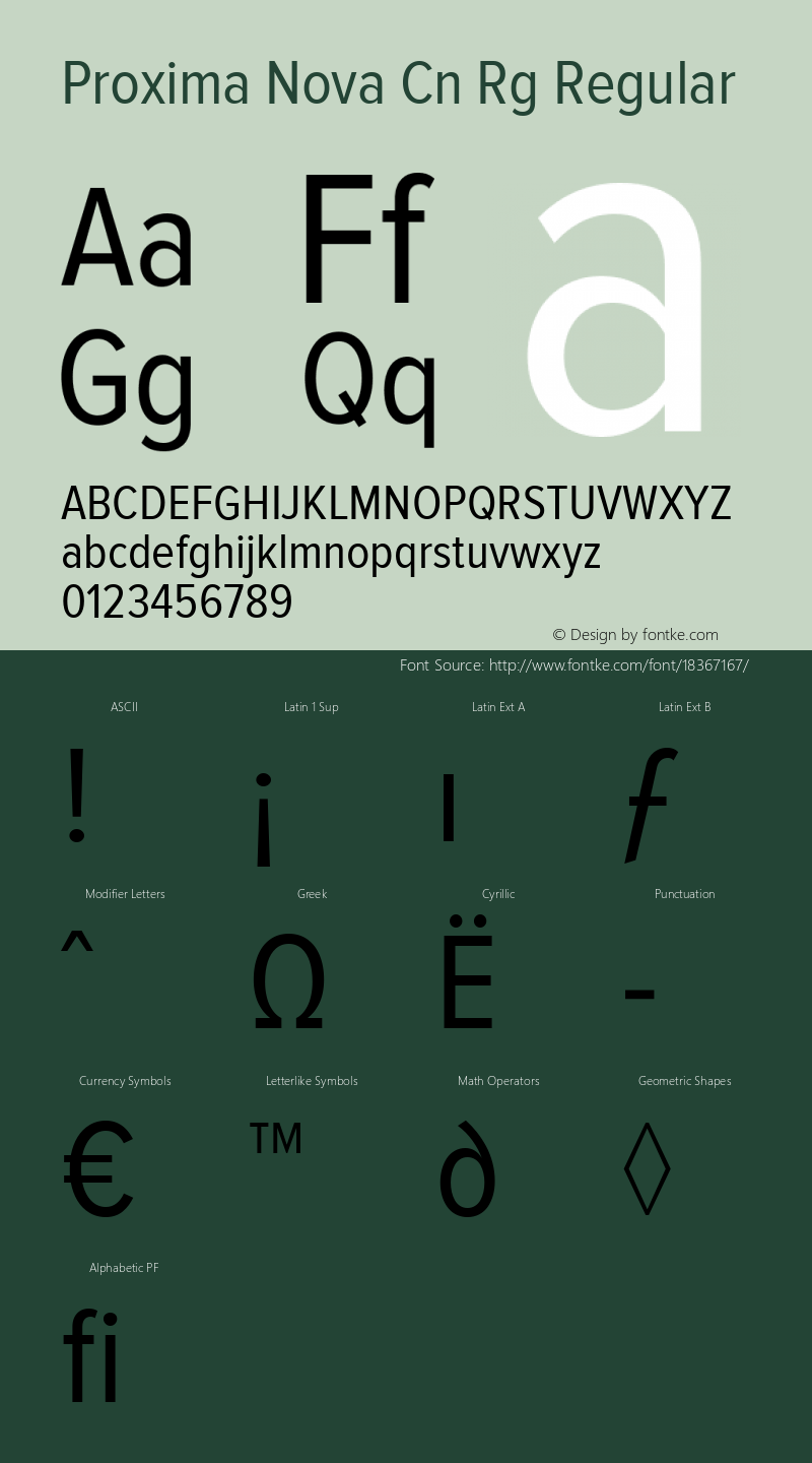 Proxima Nova Cn Rg Regular Version 2.003 Font Sample