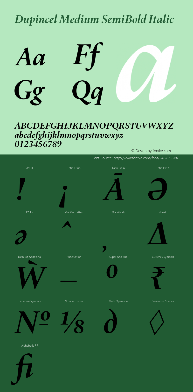 Dupincel Medium SemiBold Italic Version 1.000图片样张