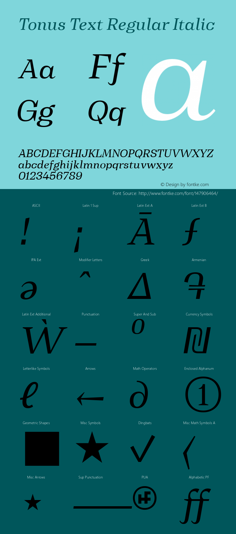 Tonus Text Regular Italic 1.000 Font Sample