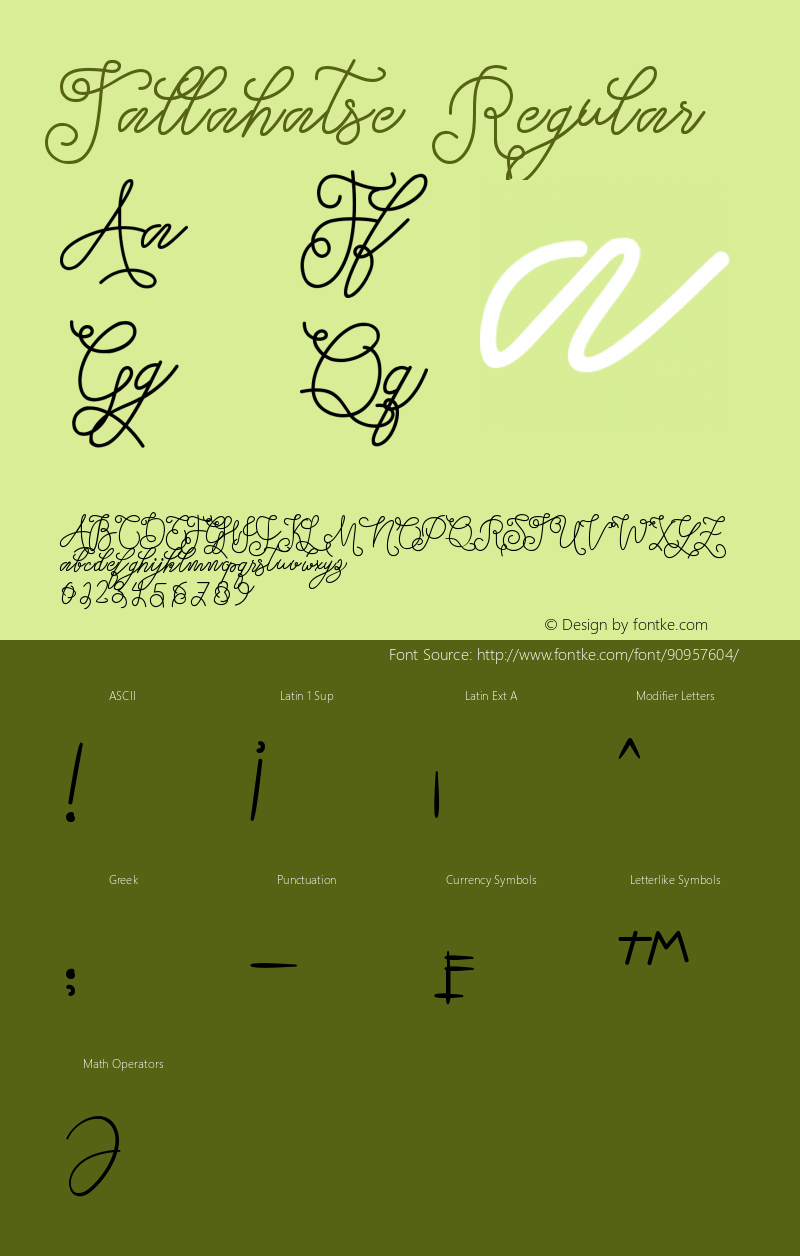 Tallahatse Version 1.00;October 27, 2020;FontCreator 11.5.0.2430 64-bit Font Sample