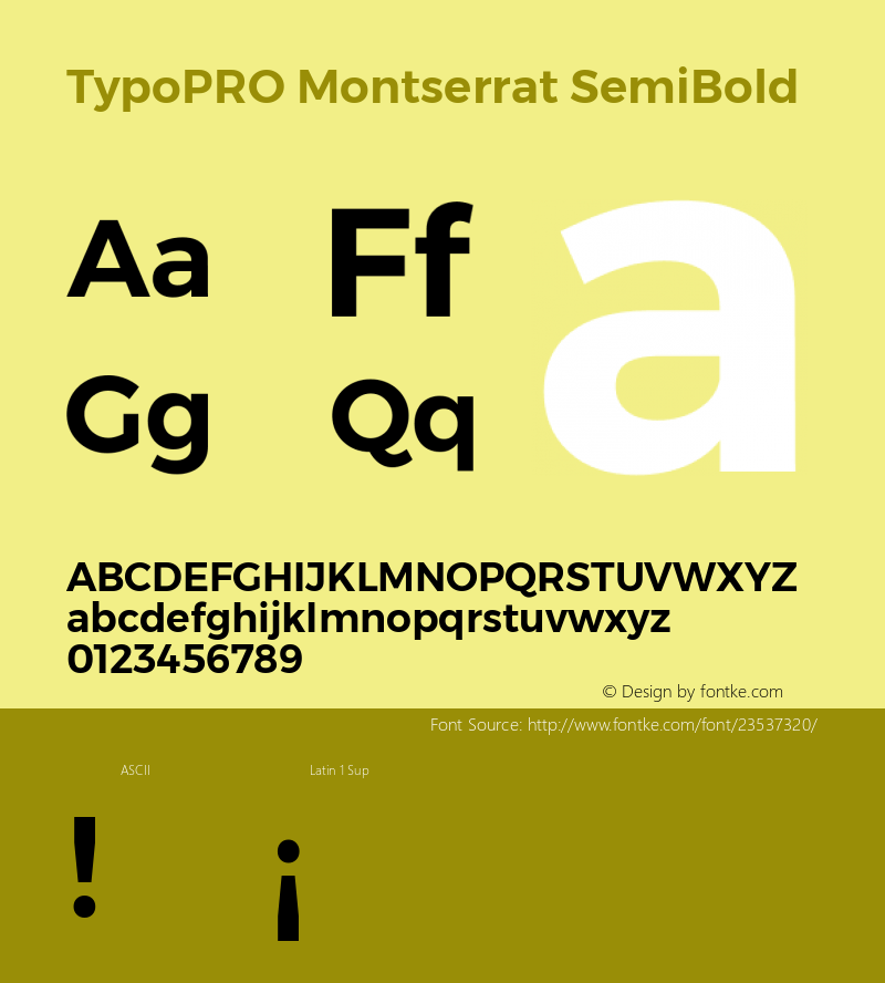 TypoPRO Montserrat SemiBold Version 6.001 Font Sample