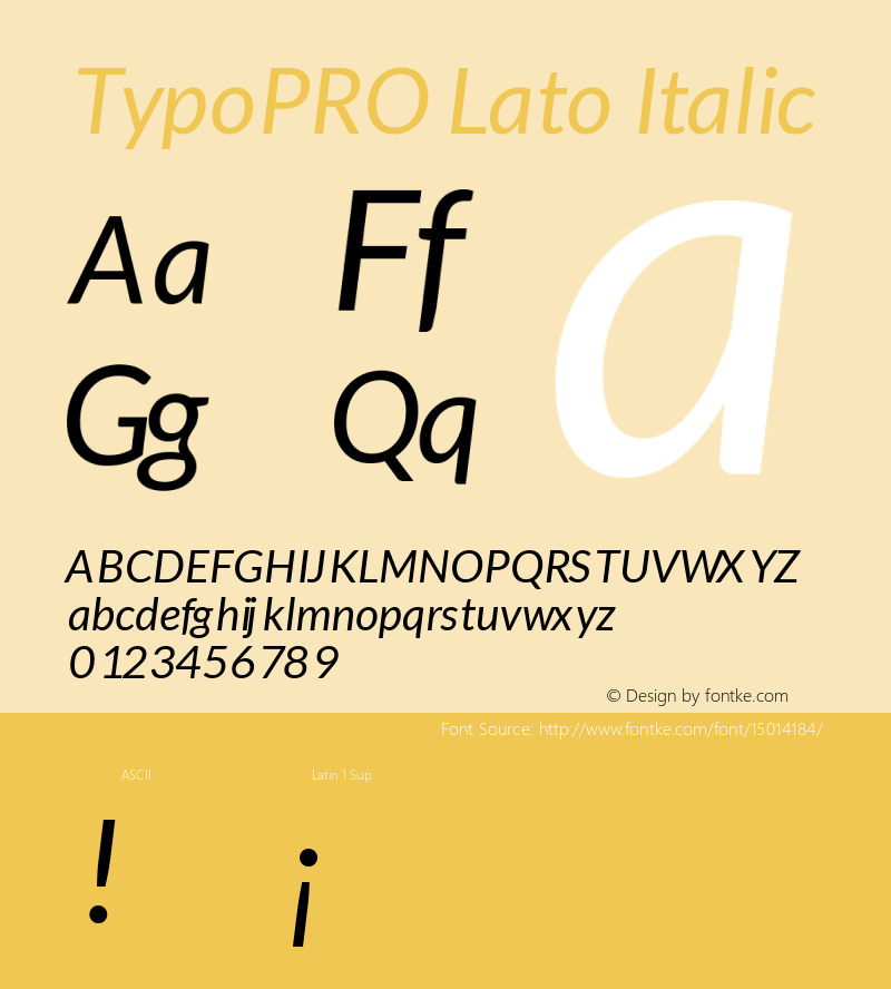 TypoPRO Lato Italic Version 1.105; Western+Polish opensource Font Sample