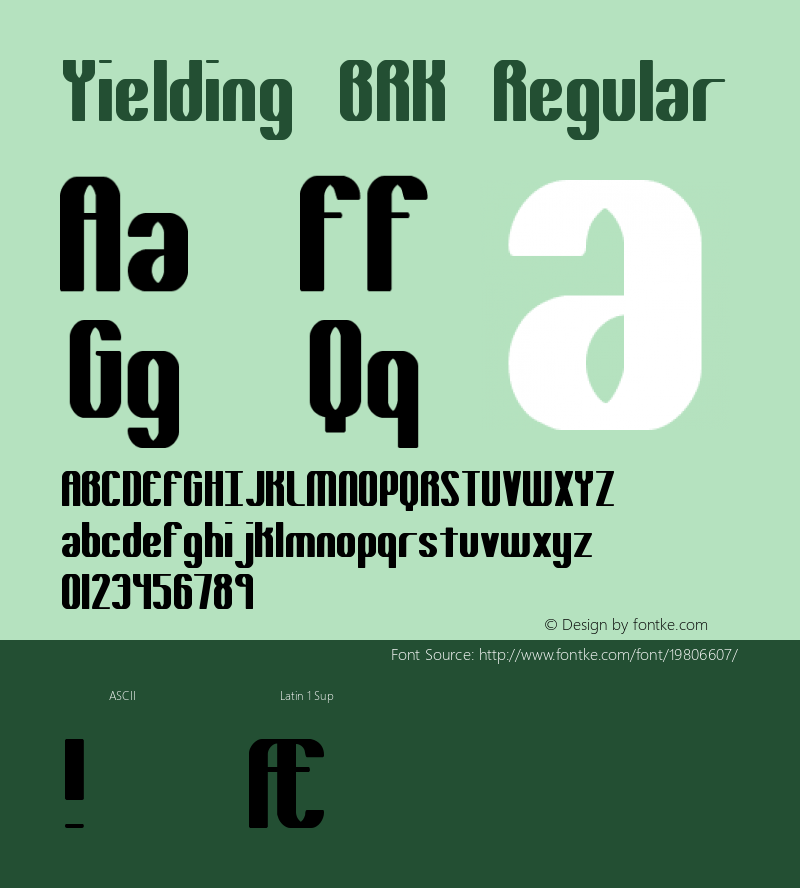 Yielding BRK Version 1.26 Font Sample