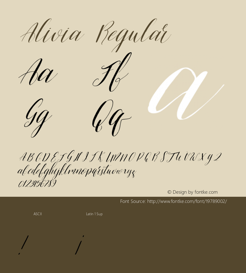 Alivia Regular Version 1.000 Font Sample