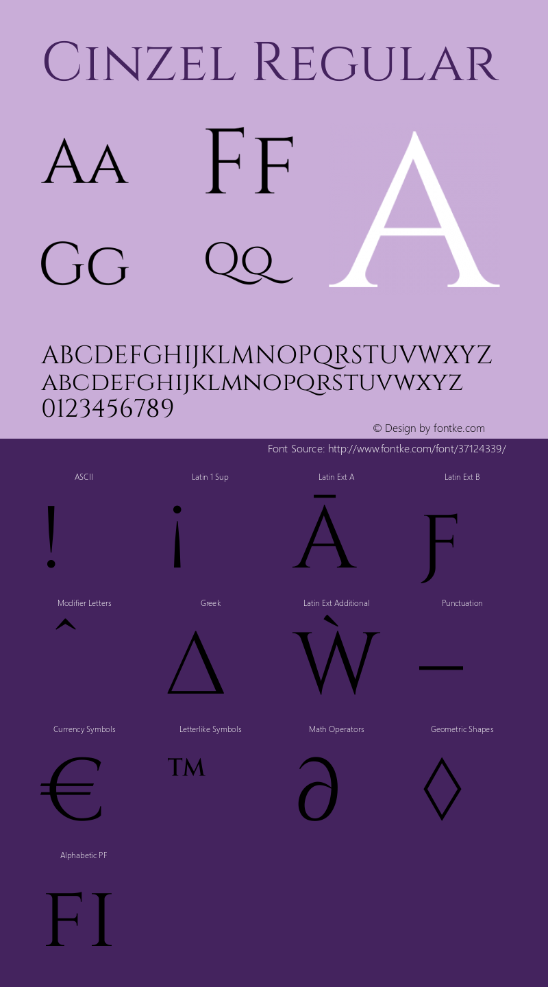 Cinzel Regular Version 1.002;PS 001.002;hotconv 1.0.56;makeotf.lib2.0.21325 Font Sample