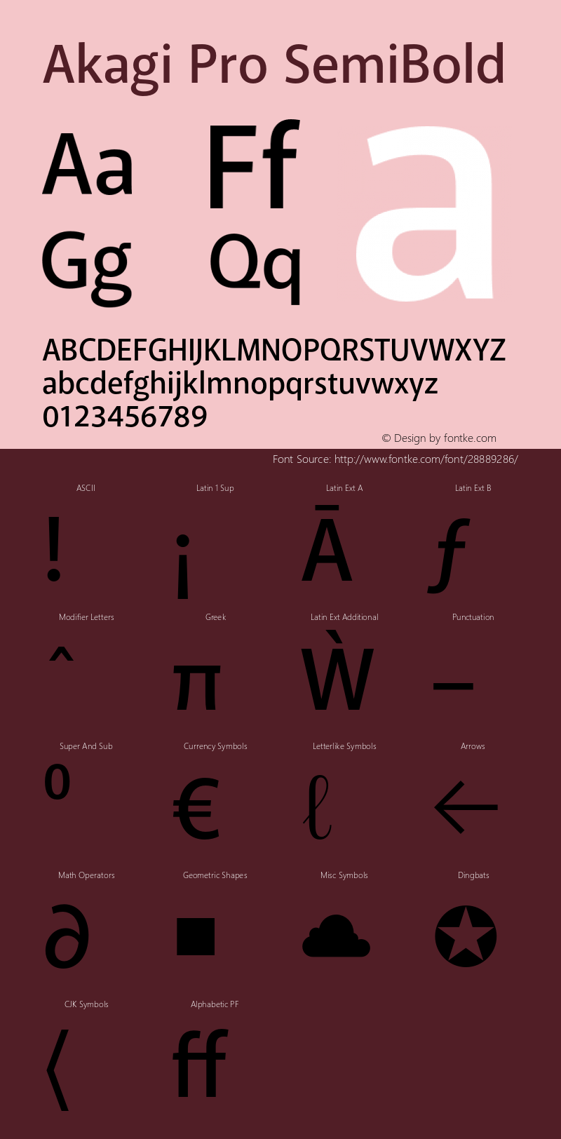 AkagiPro-SemiBold Version 2.000 Font Sample