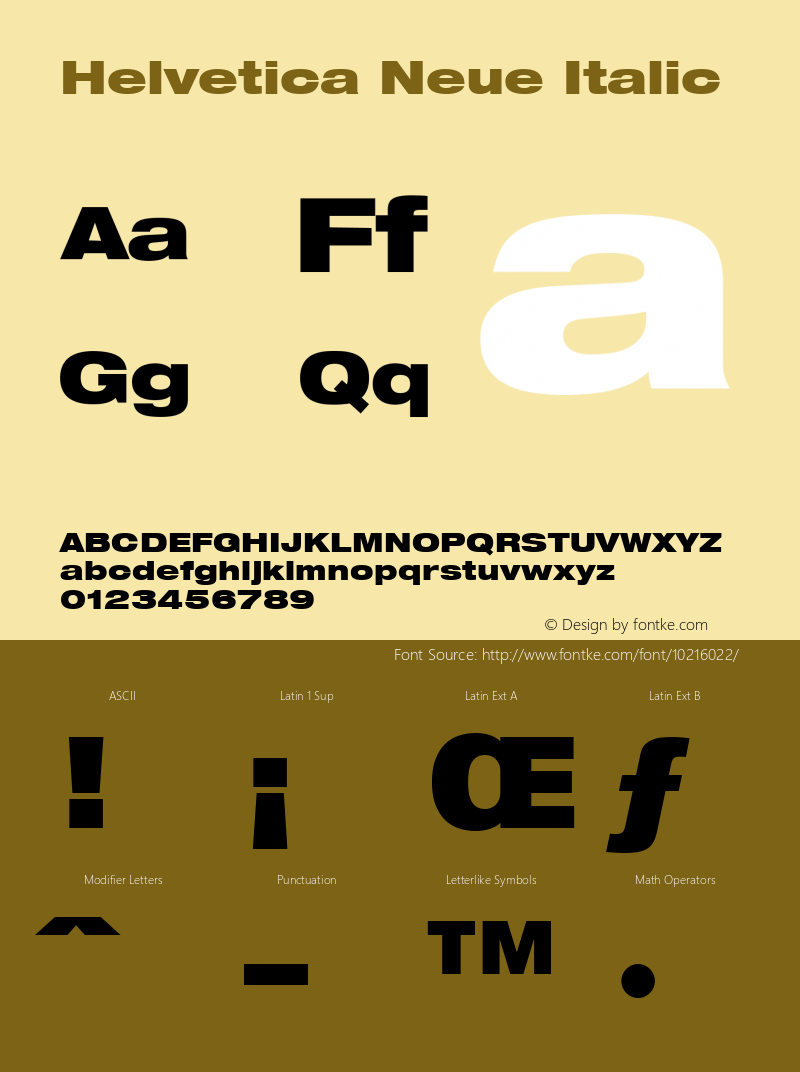 Helvetica Neue Italic Version 1.00 Font Sample