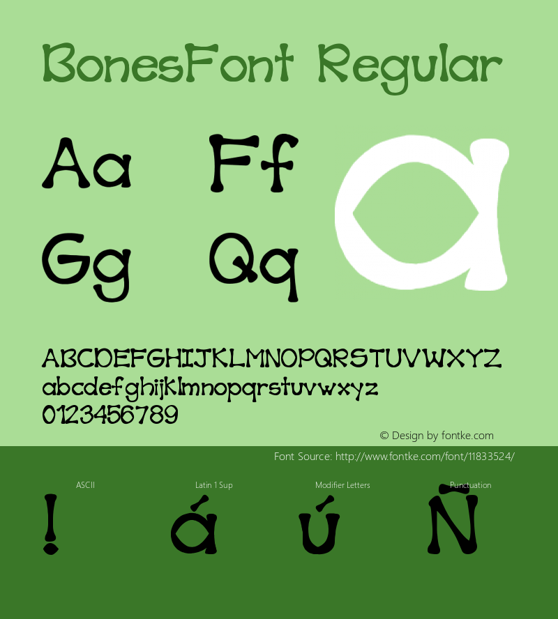 BonesFont Regular Version 1.0 Font Sample