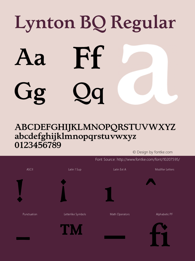 Lynton BQ Regular 001.000 Font Sample