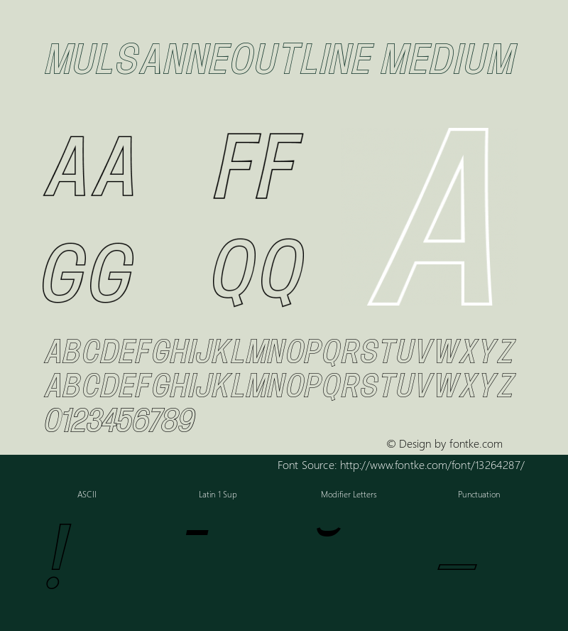 MulsanneOutline Medium Version 001.000 Font Sample