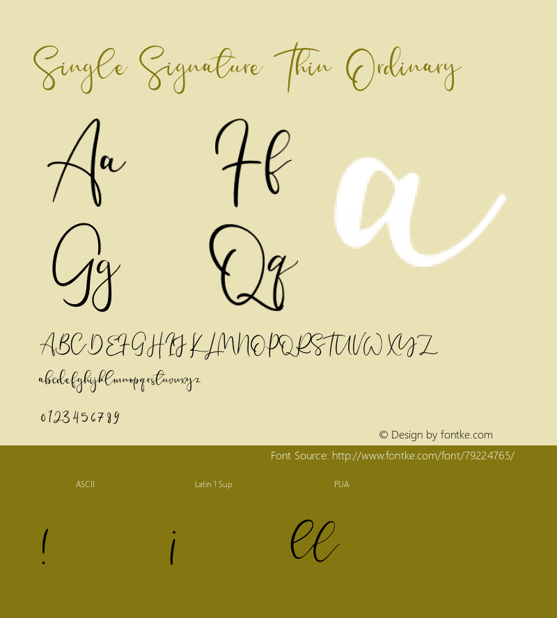 Single Signature Thin Ordinary Version 1.00;June 18, 2020;FontCreator 12.0.0.2563 64-bit Font Sample