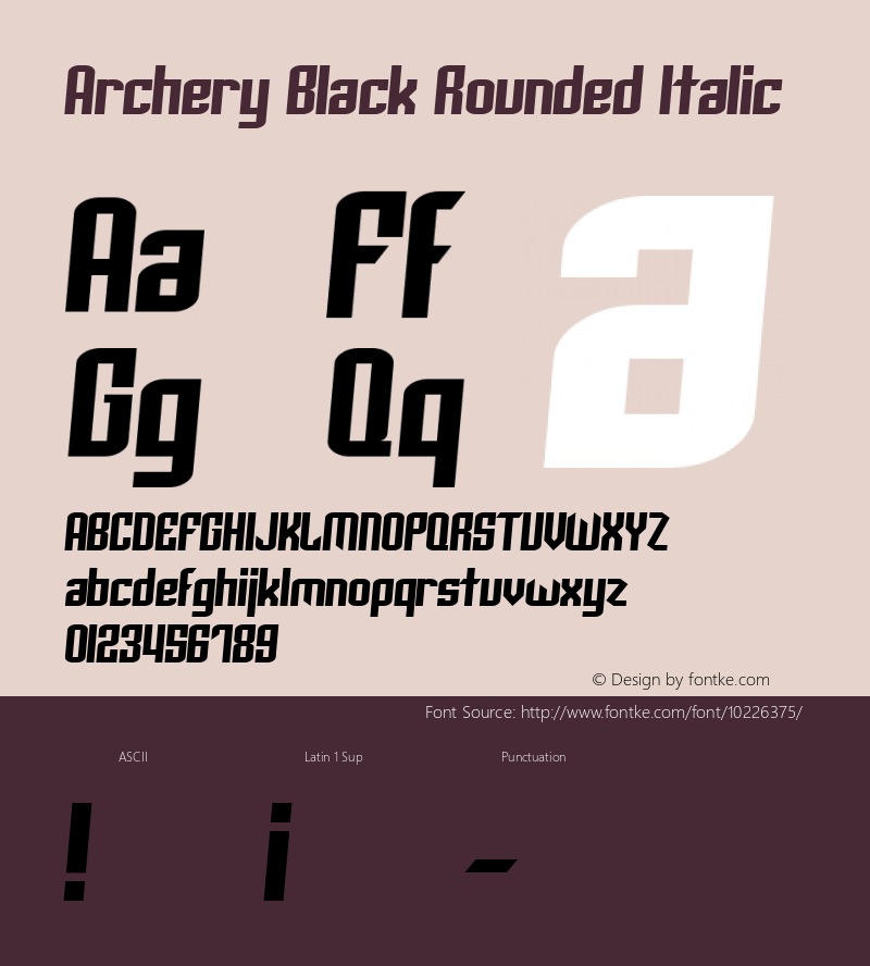 Archery Black Rounded Italic 1.0 Font Sample