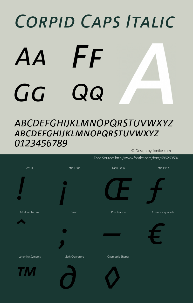 CorpidCaps-Italic 001.072 Font Sample