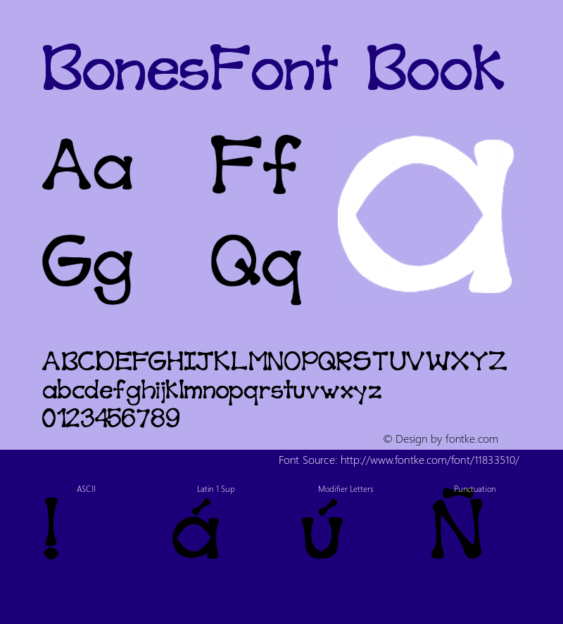 BonesFont Book Version 1.0 Font Sample