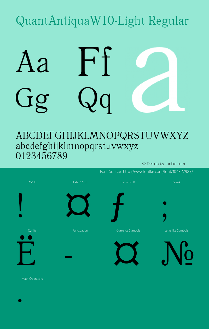 Quant Antiqua W10 Light Version 1.1 Font Sample