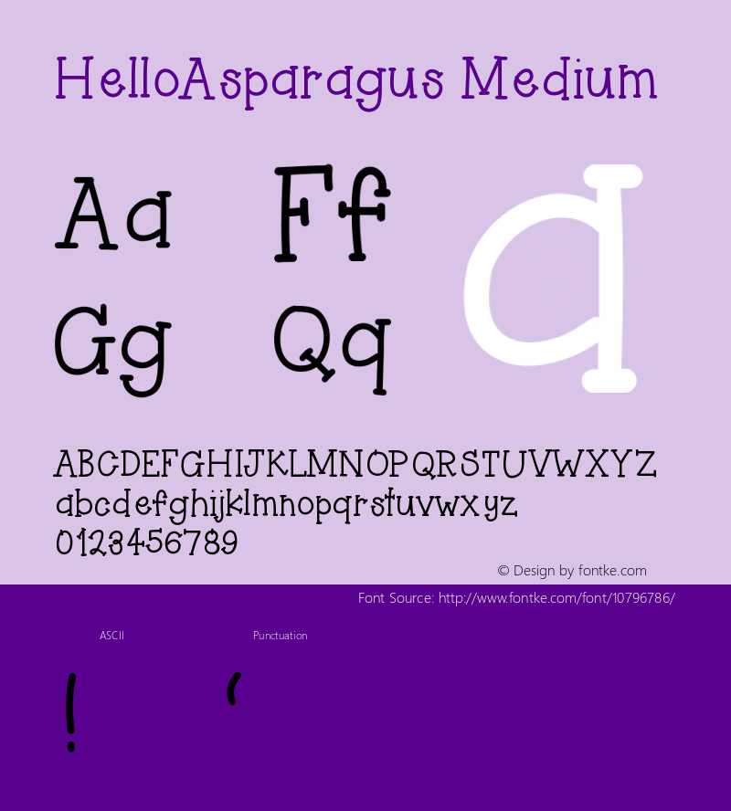 HelloAsparagus Medium Version 001.000 Font Sample