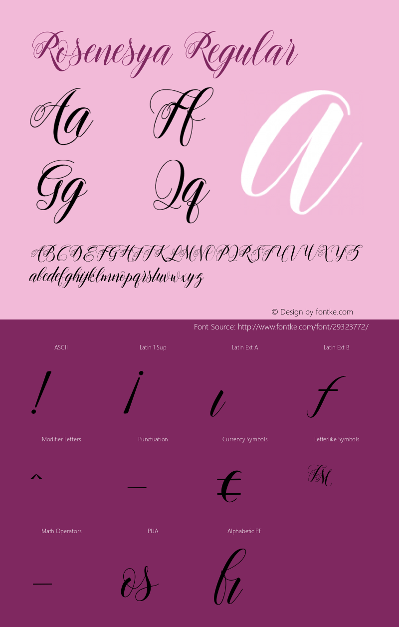 Rosenesya Version 1.000 Font Sample