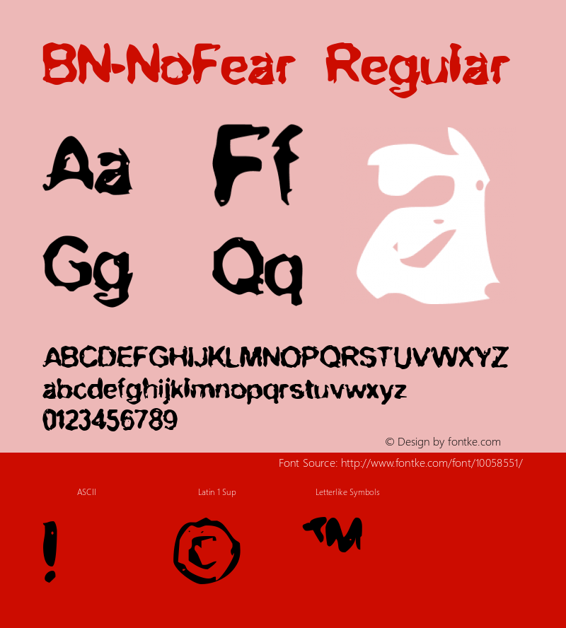 BN-NoFear Regular 1999; 1.0, initial release Font Sample