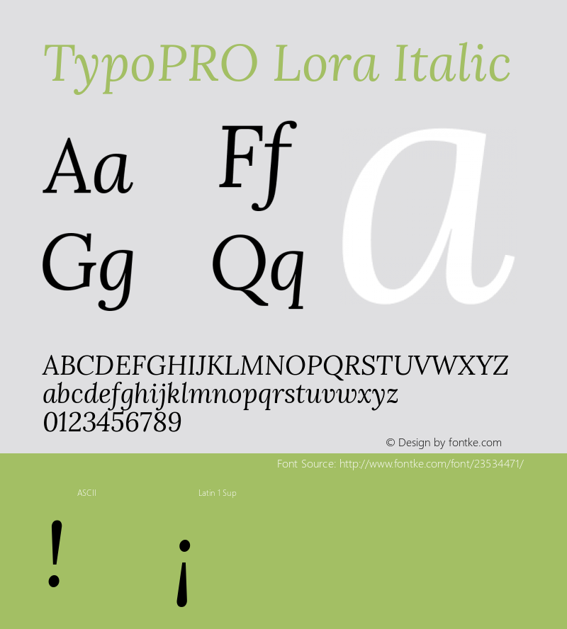 TypoPRO Lora Italic Version 2.000 Font Sample