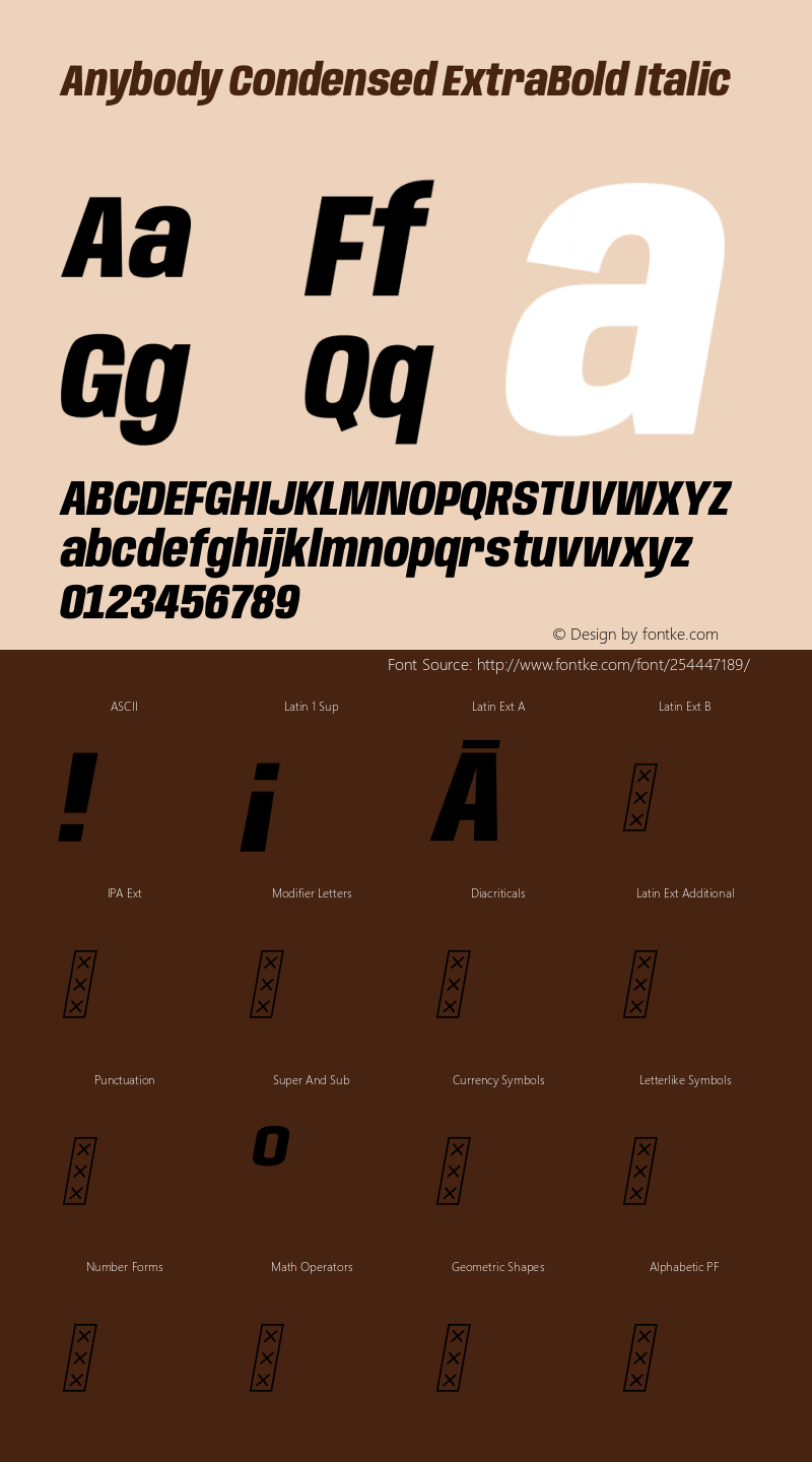 Anybody Condensed ExtraBold Italic Version 1.113;gftools[0.9.25]图片样张