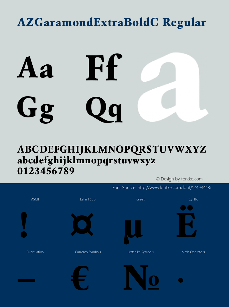 AZGaramondExtraBoldC Regular OTF 1.0;PS 001.010;Core 116;AOCW 1.0 161 Font Sample