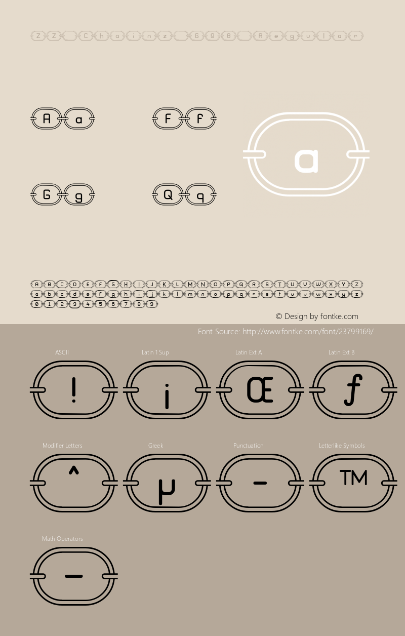 ZZ Chainz G98 1.00 - Basic Idea Layout Font Sample