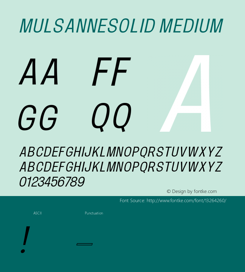 MulsanneSolid Medium Version 001.000 Font Sample