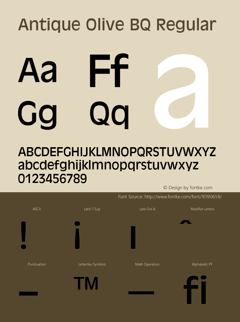 Antique Olive BQ Regular 001.000 Font Sample