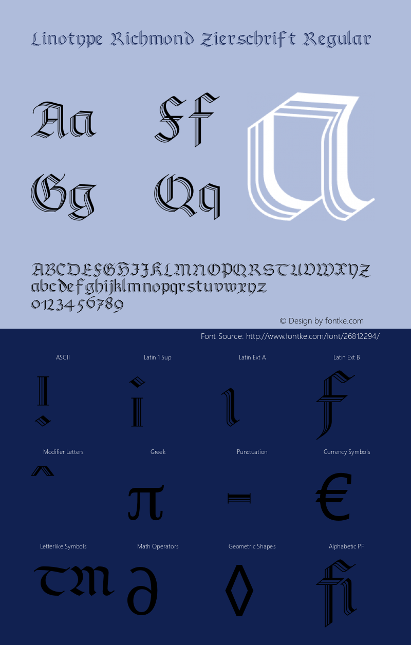LinotypeRichmond Zierschrift Version 2.00 Font Sample