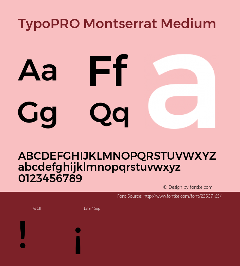 TypoPRO Montserrat Medium Version 6.001 Font Sample