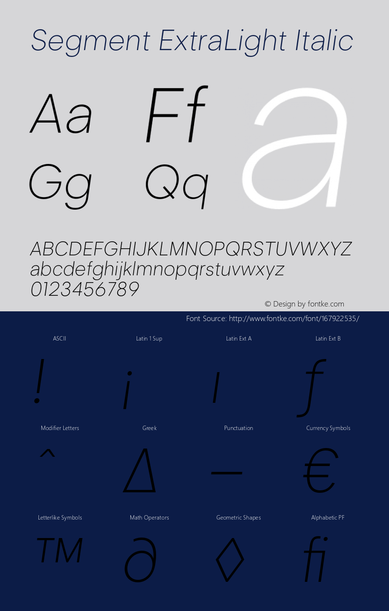 Segment-ExtraLightItalic Version 1.000图片样张