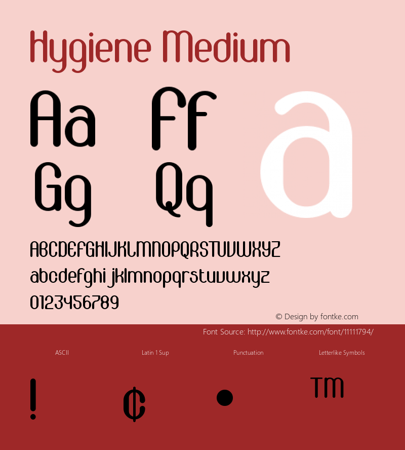 Hygiene Medium Version 001.000 Font Sample