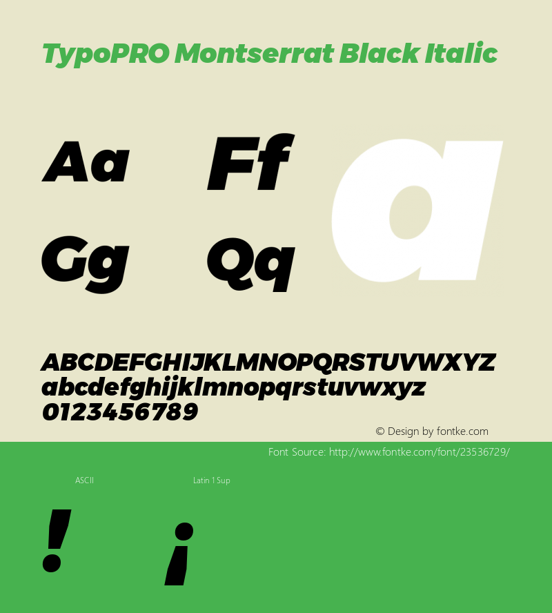 TypoPRO Montserrat Black Italic Version 6.001 Font Sample