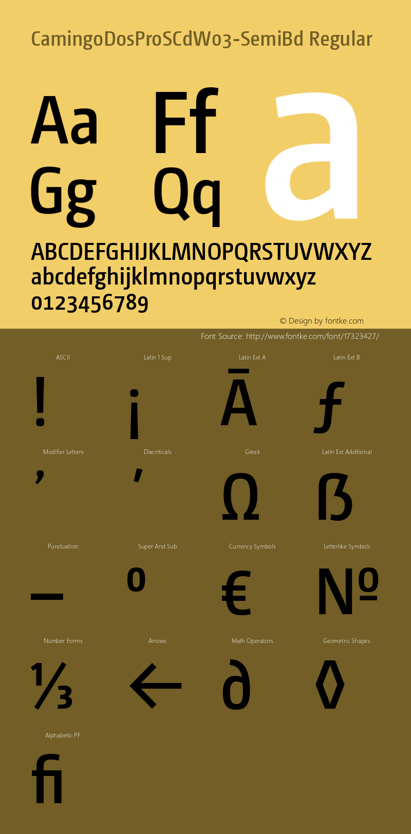 CamingoDosProSCdW03-SemiBd Regular Version 2.00 Font Sample