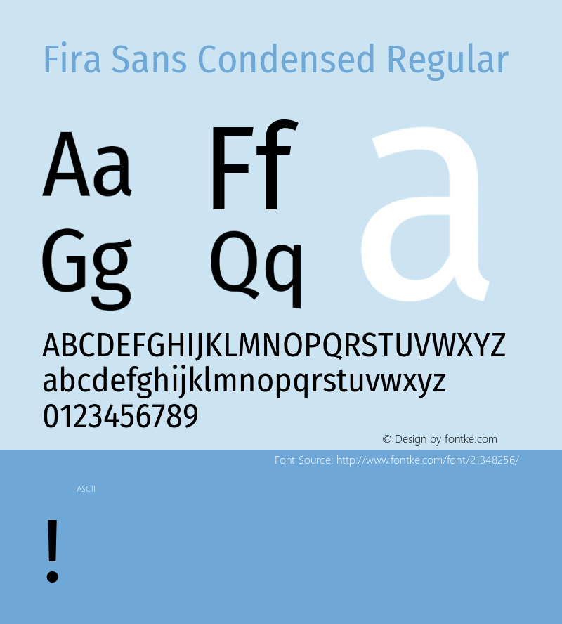 FiraSansCondensed Version 1.0 Font Sample