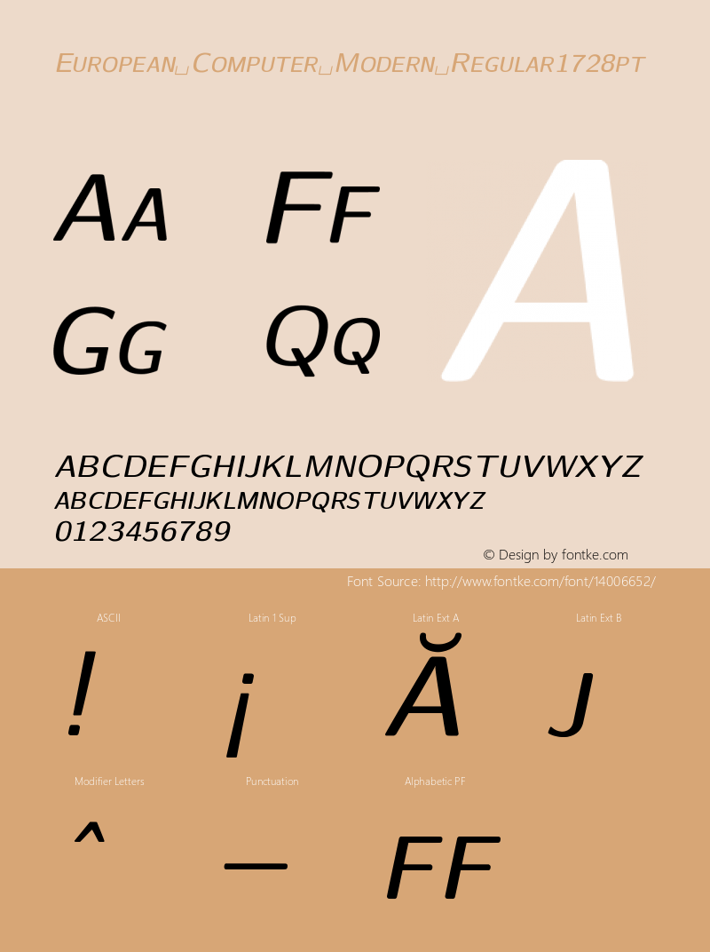 European Computer Modern Regular1728pt Version 001.001 Font Sample