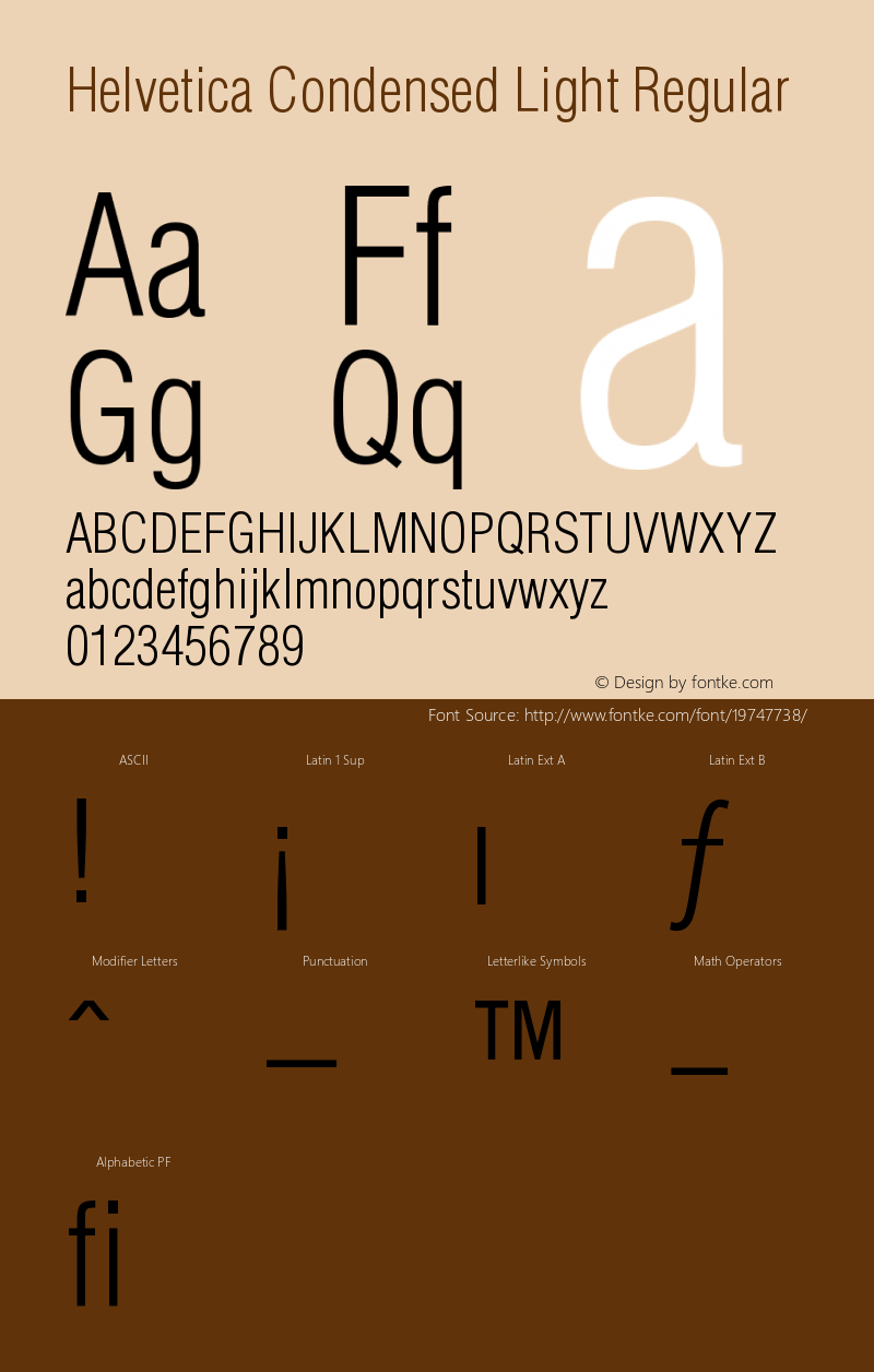 Helvetica-Condensed-Light 001.002 Font Sample