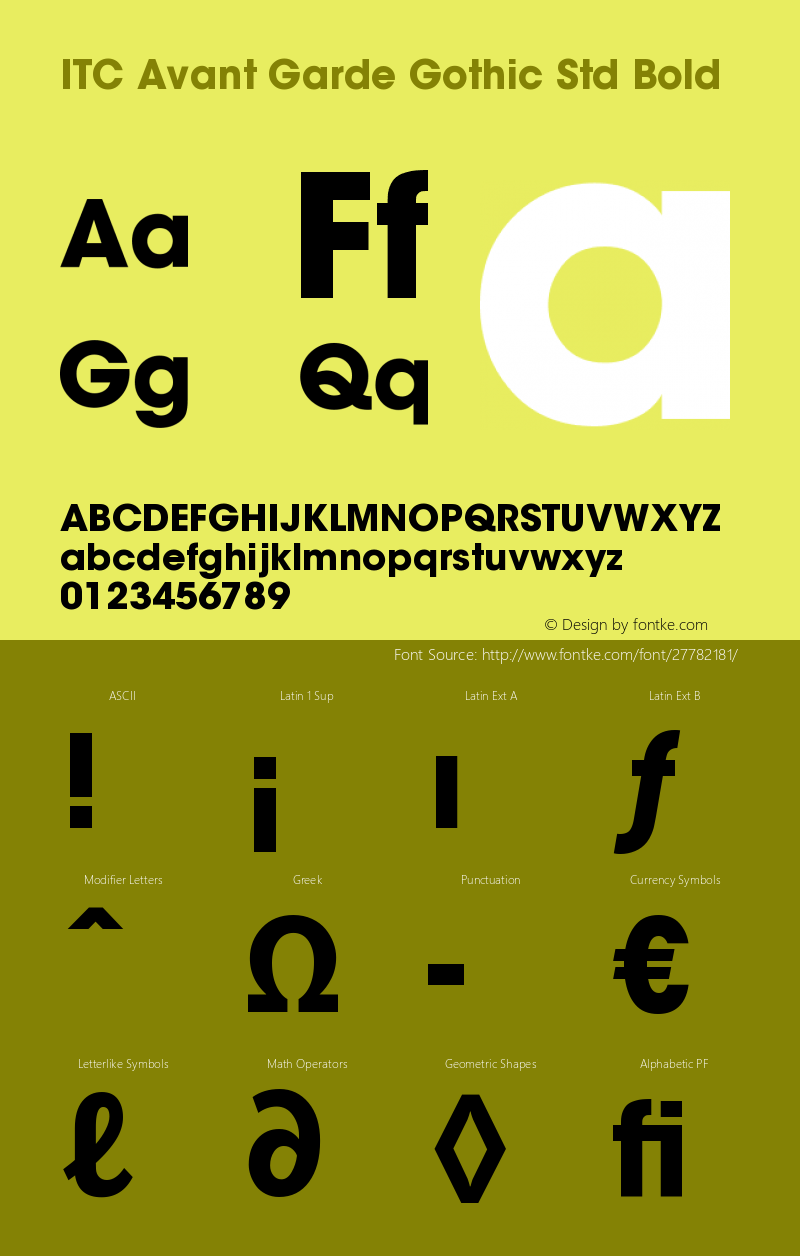 ITCAvantGardeStd-Bold Version 2.031;PS 002.000;hotconv 1.0.50;makeotf.lib2.0.16970 Font Sample