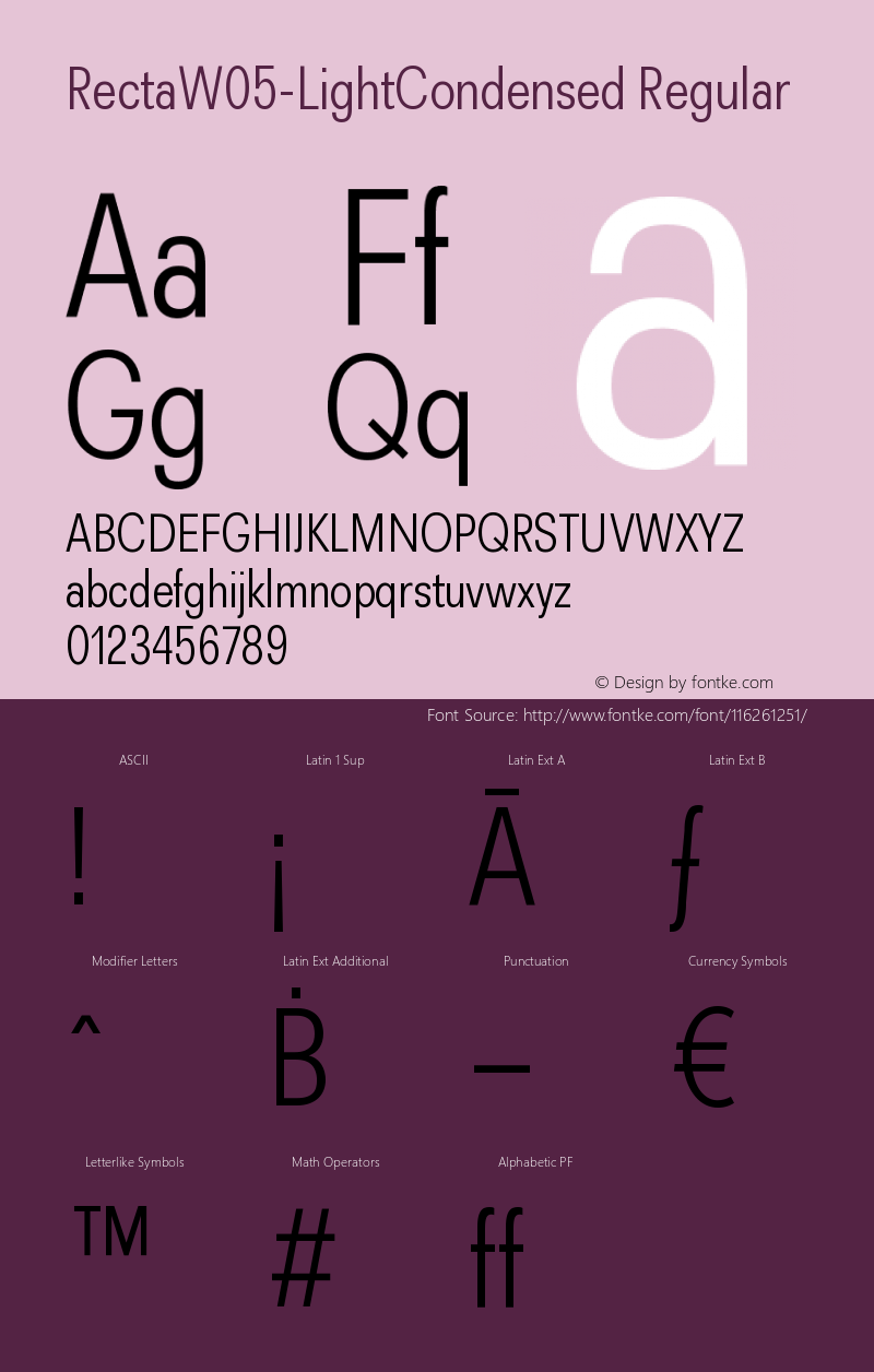 Recta W05 Light Condensed Version 1.00 Font Sample