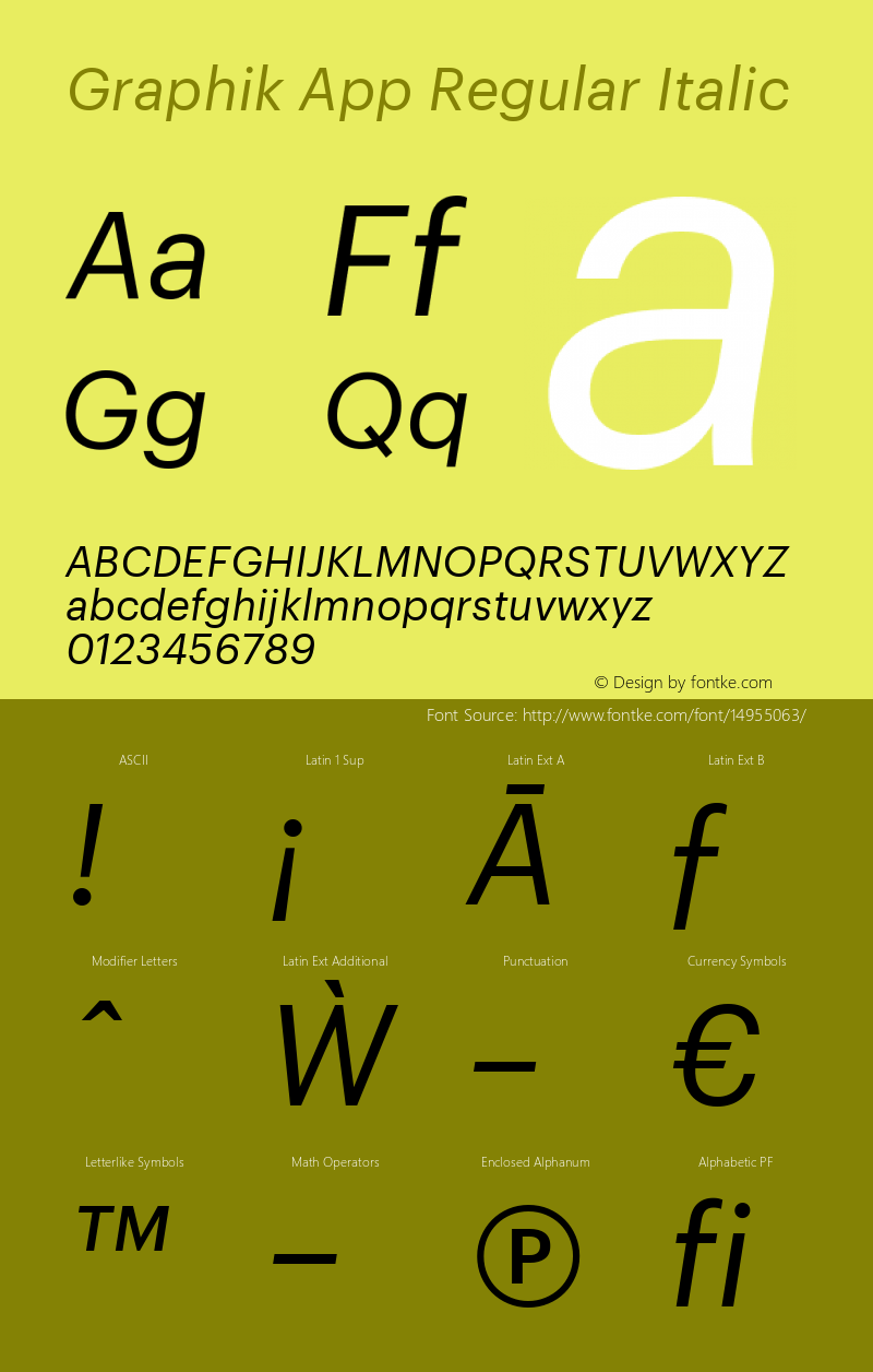 Graphik App Regular Italic Version 001.000 2009 Font Sample