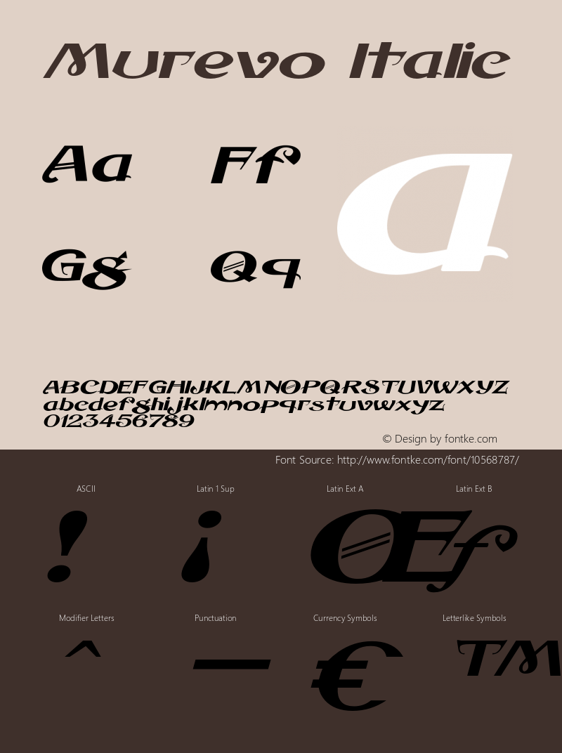 Murevo Italic Version 1.000 Font Sample