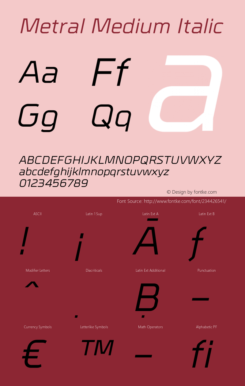 Metral-MediumItalic Version 1.001;PS 001.001;hotconv 1.0.56;makeotf.lib2.0.21325图片样张