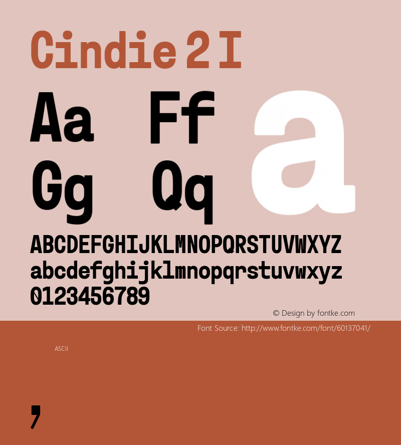 Cindie 2 I Version 1.000 Font Sample