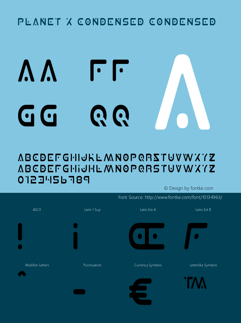 Planet X Condensed Condensed 2 Font Sample