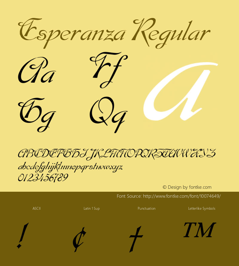 Esperanza Regular Altsys Fontographer 4.0.3 12/10/96 Font Sample