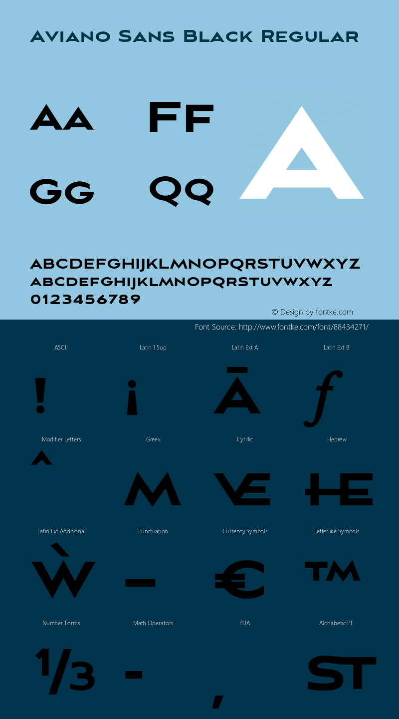 Aviano Sans W05 Black Version 1.000 2009 initial release Font Sample