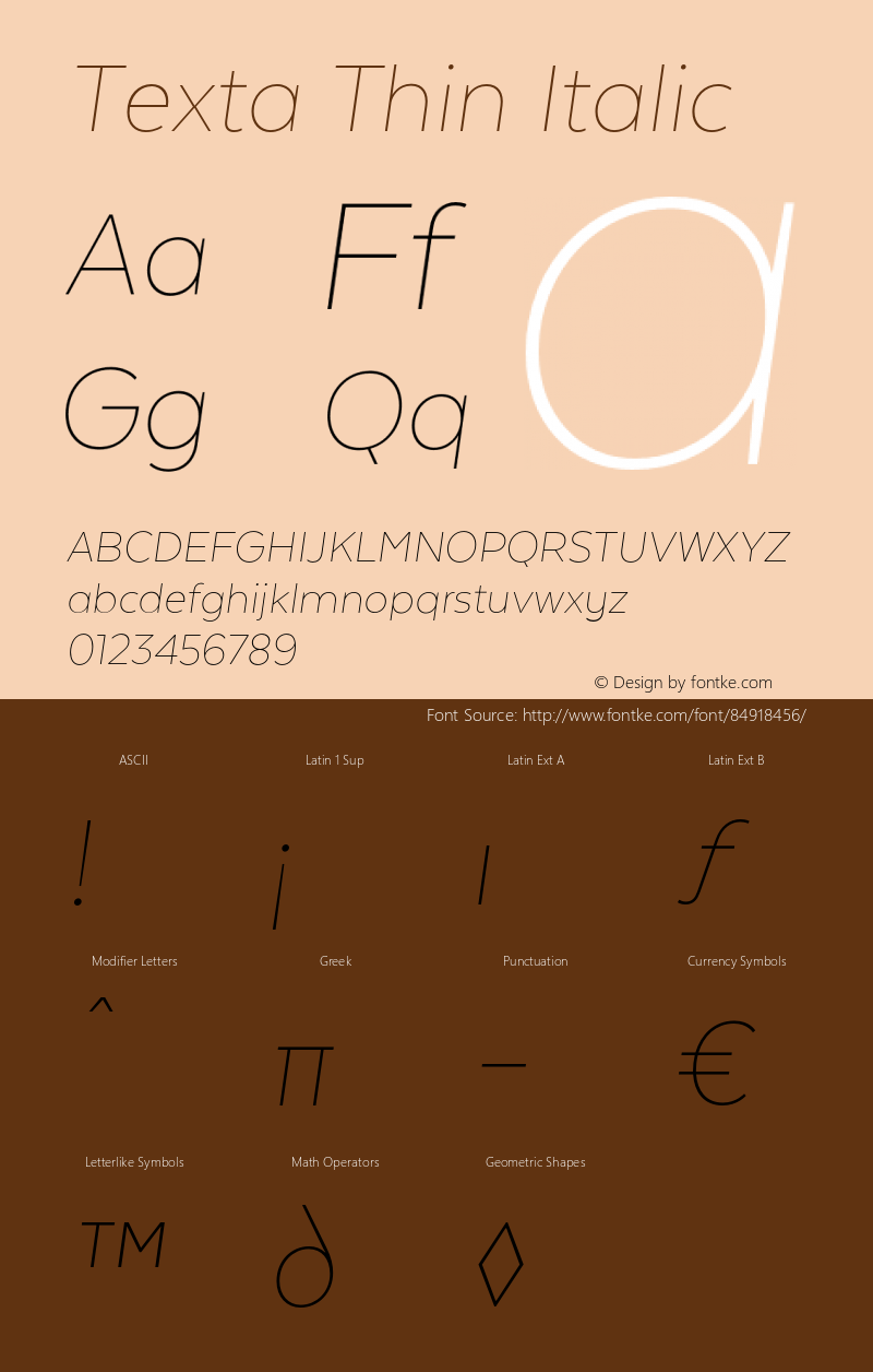 Texta-ThintIt Version 1.005 Font Sample