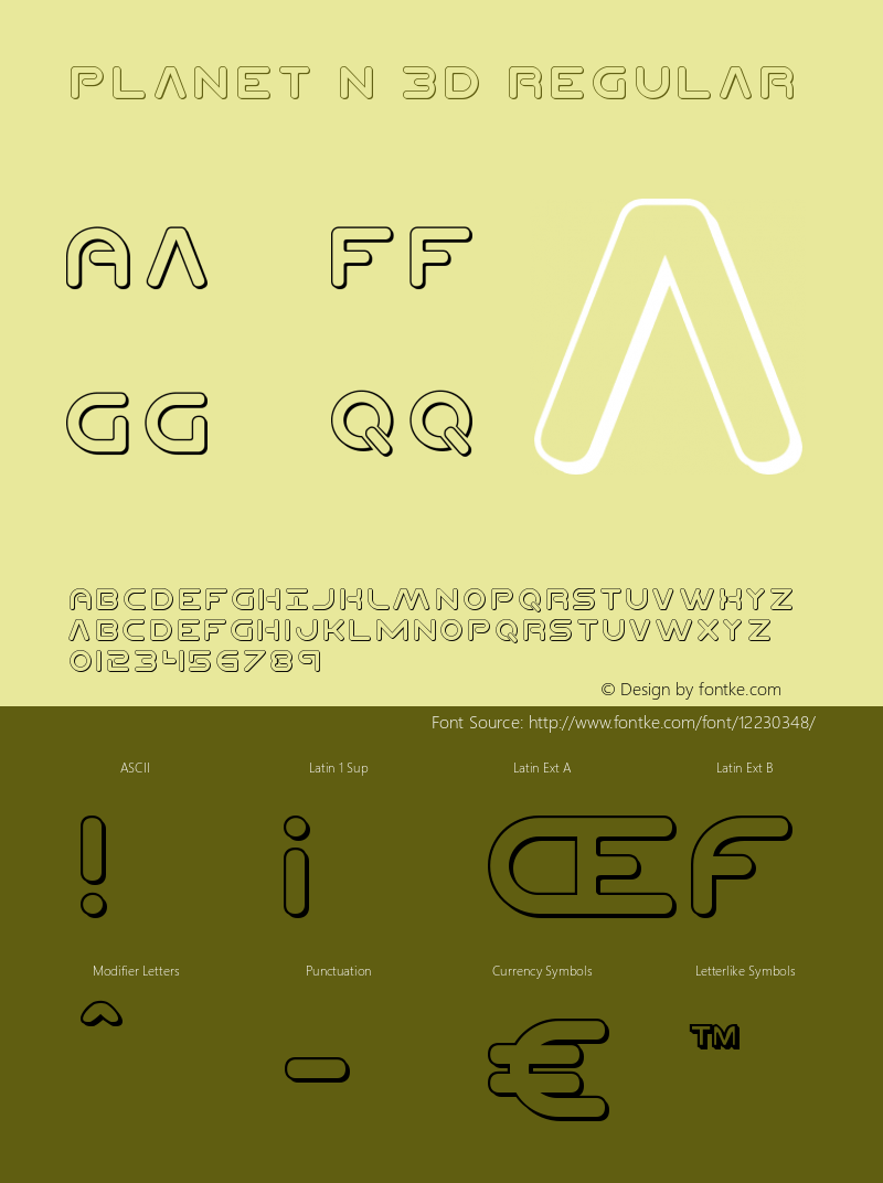 Planet N 3D Regular Version 3.0; 2015 Font Sample